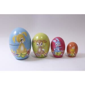 Easter Bunny, Nesting Eggs, Stacking, Figurines, Holiday, Decor,~ 250521-WH 717